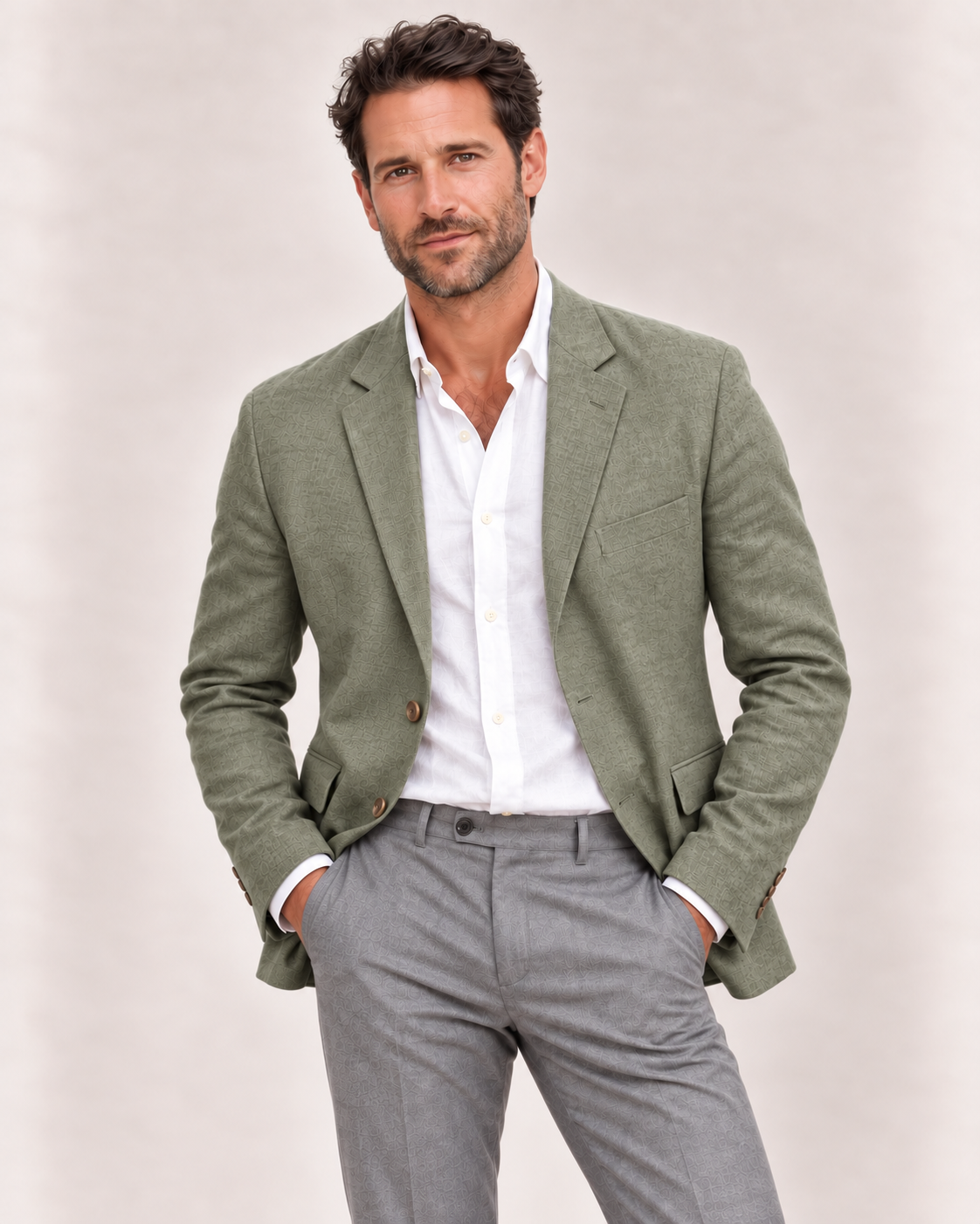Men's Linen Blazer in Green