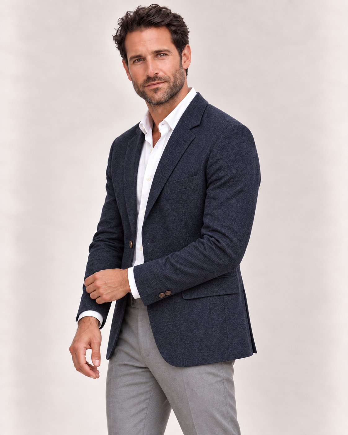 Men's Linen Blazer in Navy Blue