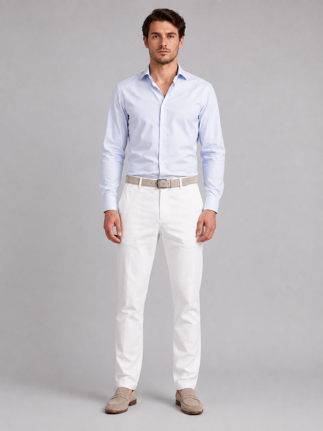 Men's Linen-Look Pants – Straight Leg Flat Front