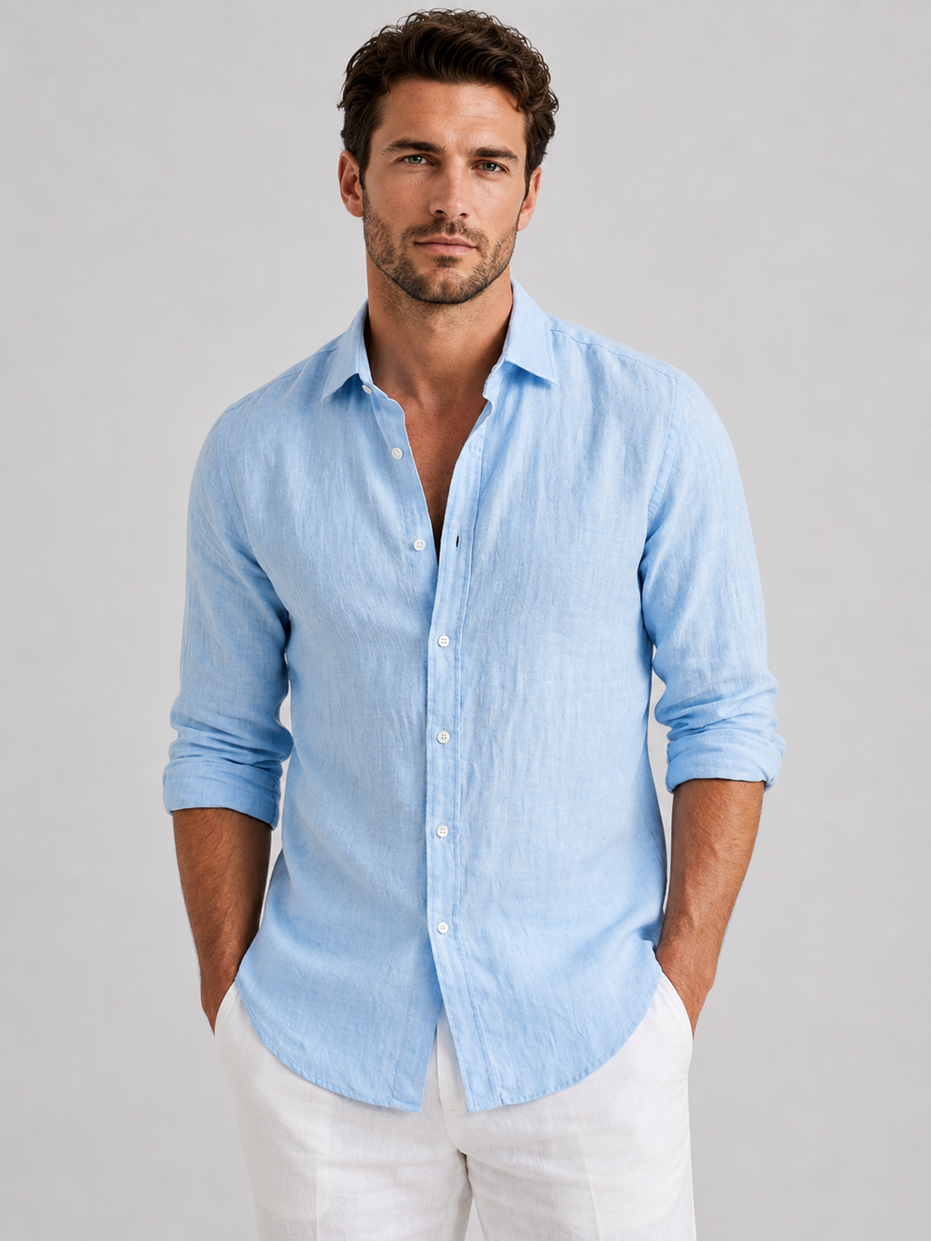 Men's Linen-Look Shirt – Relaxed Fit Button-Up