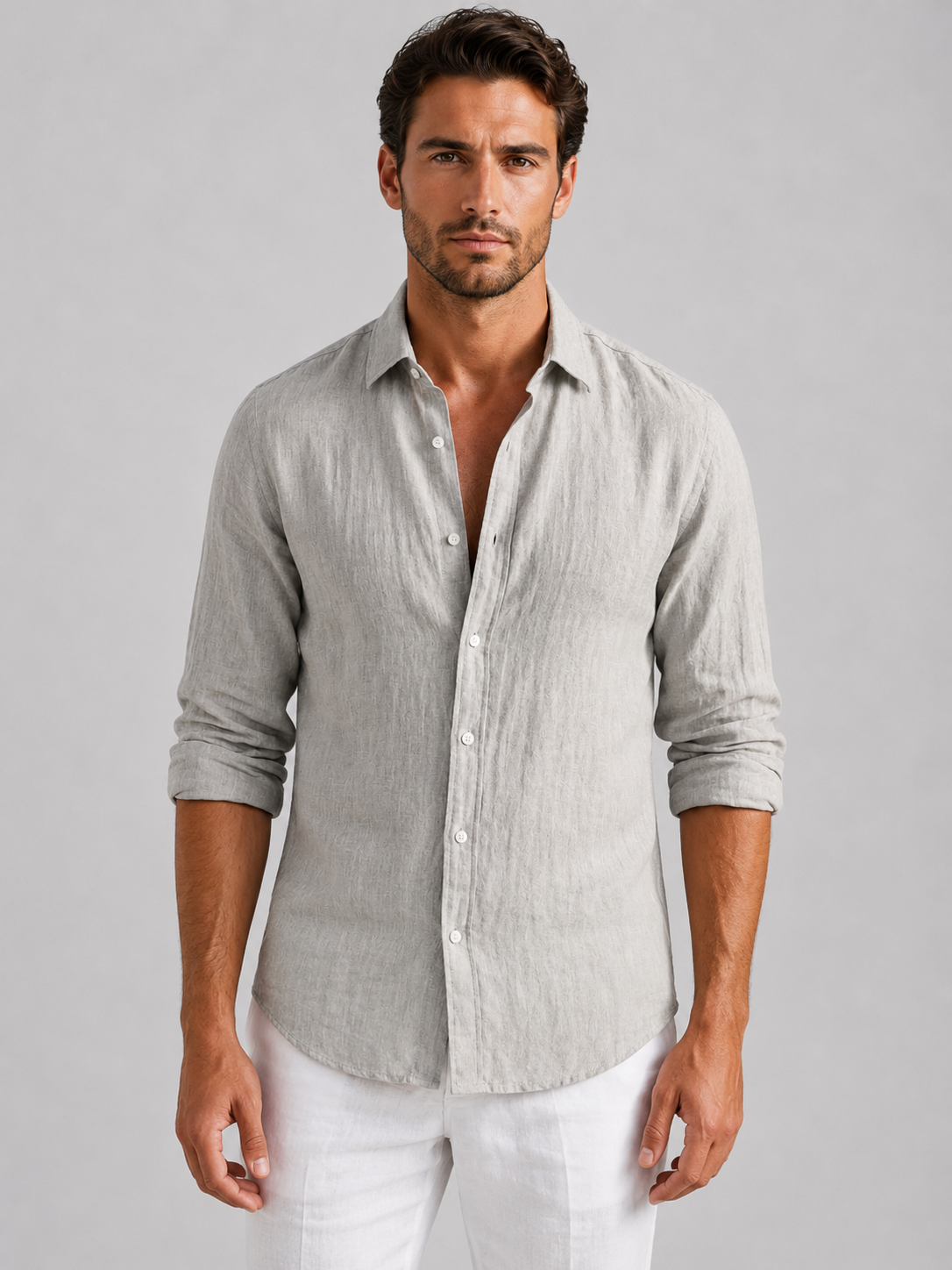 Men's Linen-Look Shirt – Relaxed Fit Button-Up