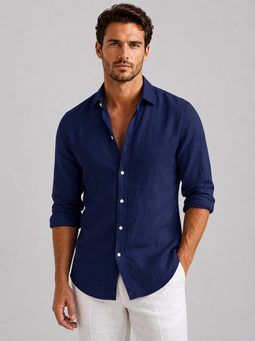 Men's Linen-Look Shirt – Relaxed Fit Button-Up