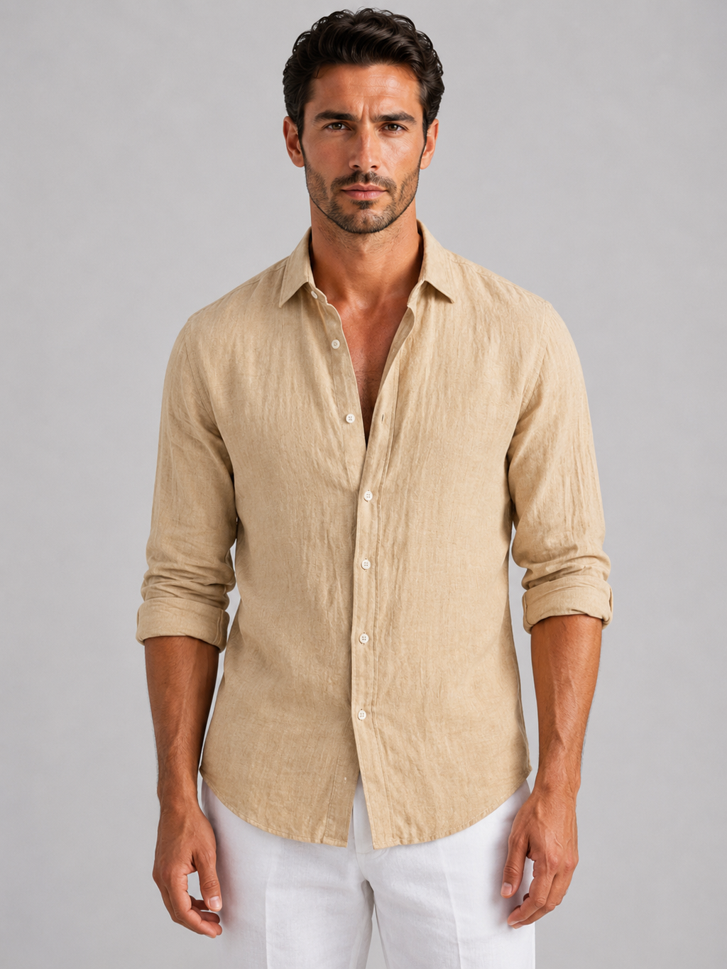 Men's Linen-Look Shirt – Relaxed Fit Button-Up