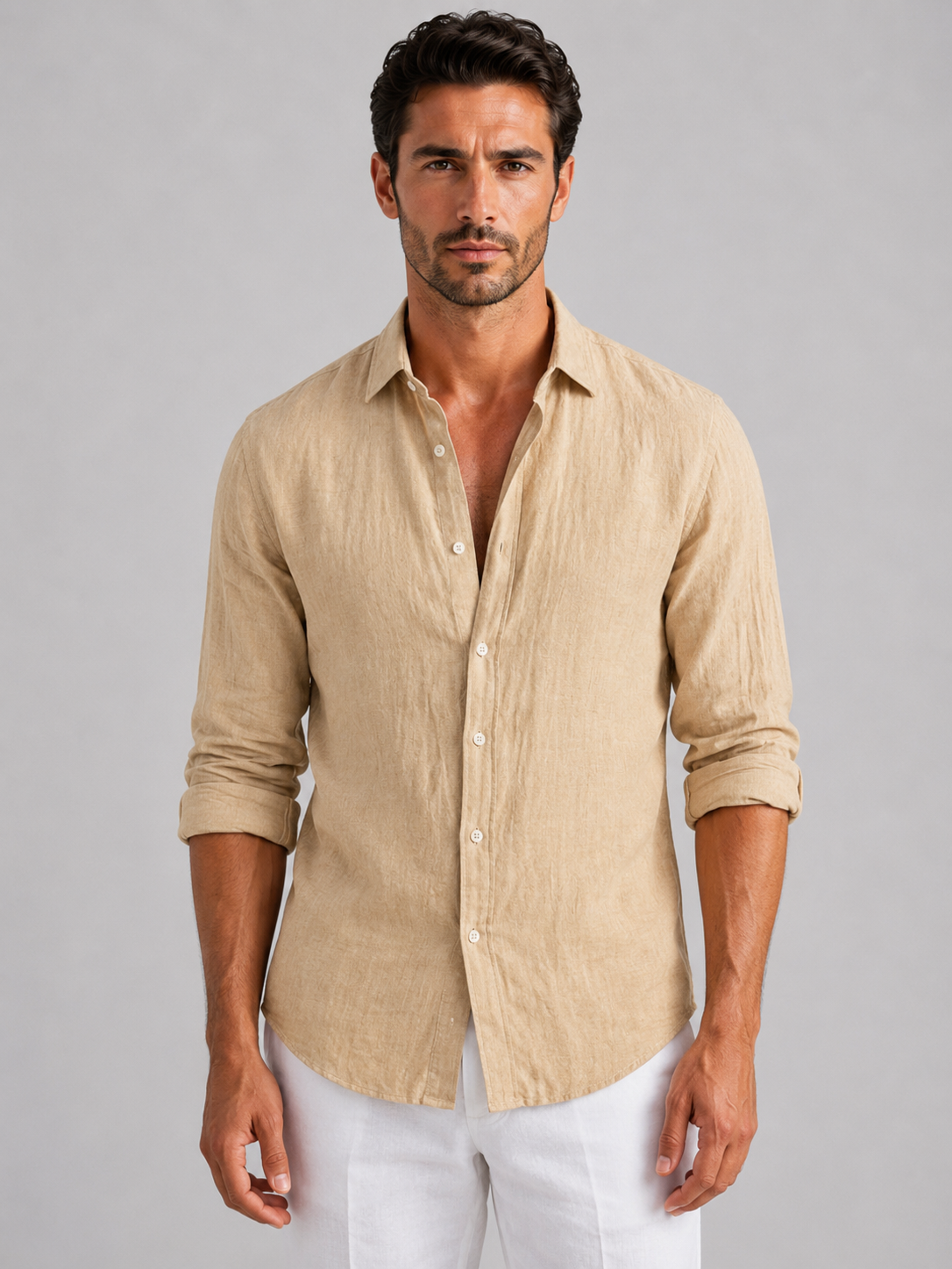 Men's Linen-Look Shirt – Relaxed Fit Button-Up