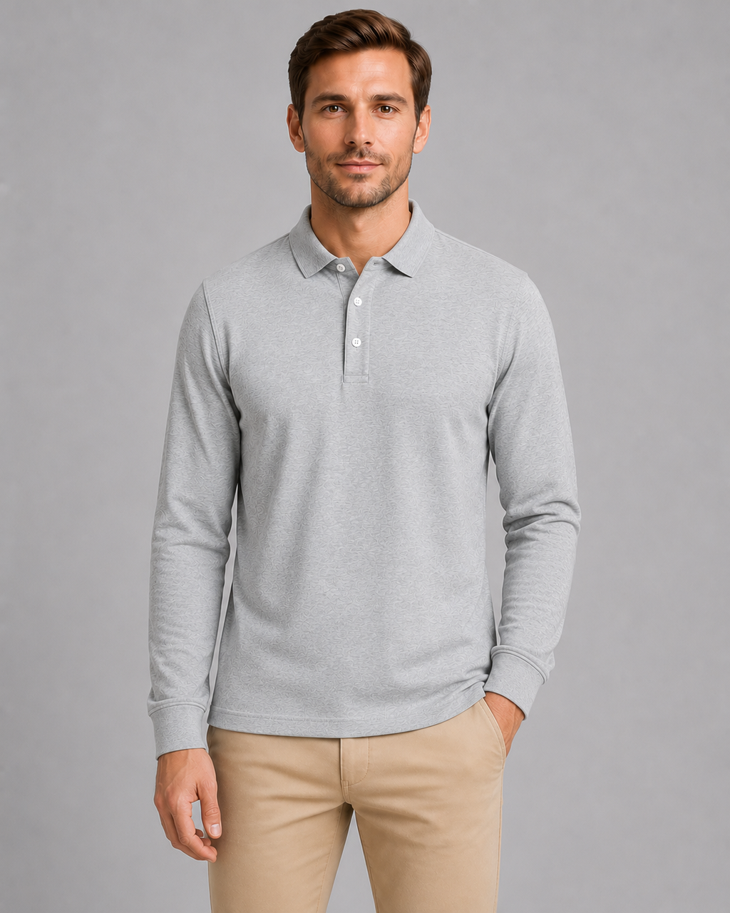 Men's Long Sleeve Polo Shirt – Smart Casual Jersey Style
