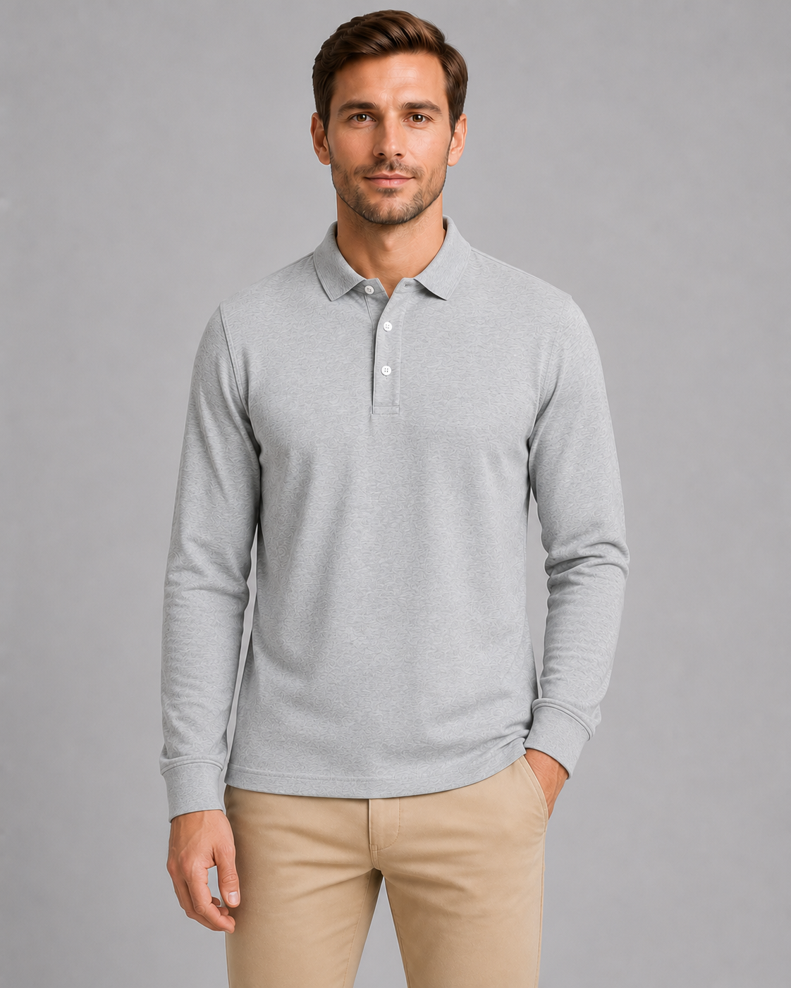 Men's Long Sleeve Polo Shirt – Smart Casual Jersey Style