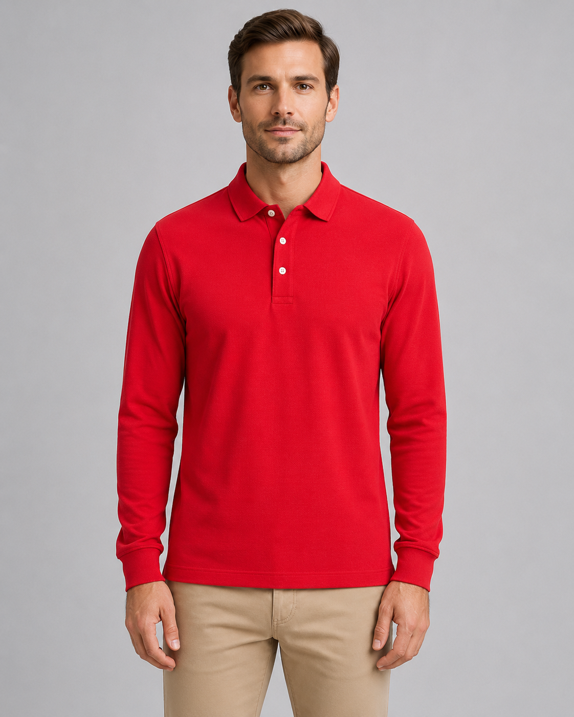Men's Long Sleeve Polo Shirt – Smart Casual Jersey Style