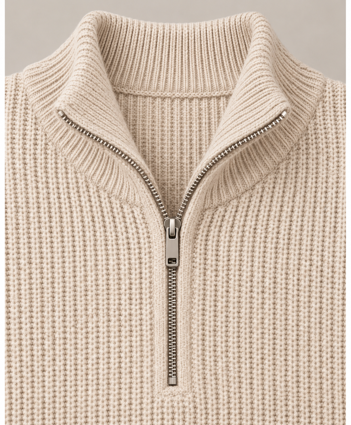 Men's Quarter-Zip Pullover – Ribbed Structured Knit