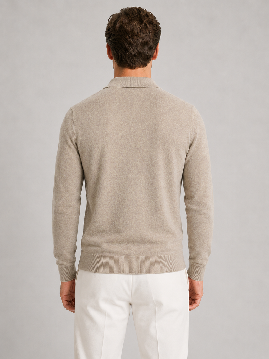 Men's Quarter-Zip Polo Sweater – Fine Knit Wool Blend