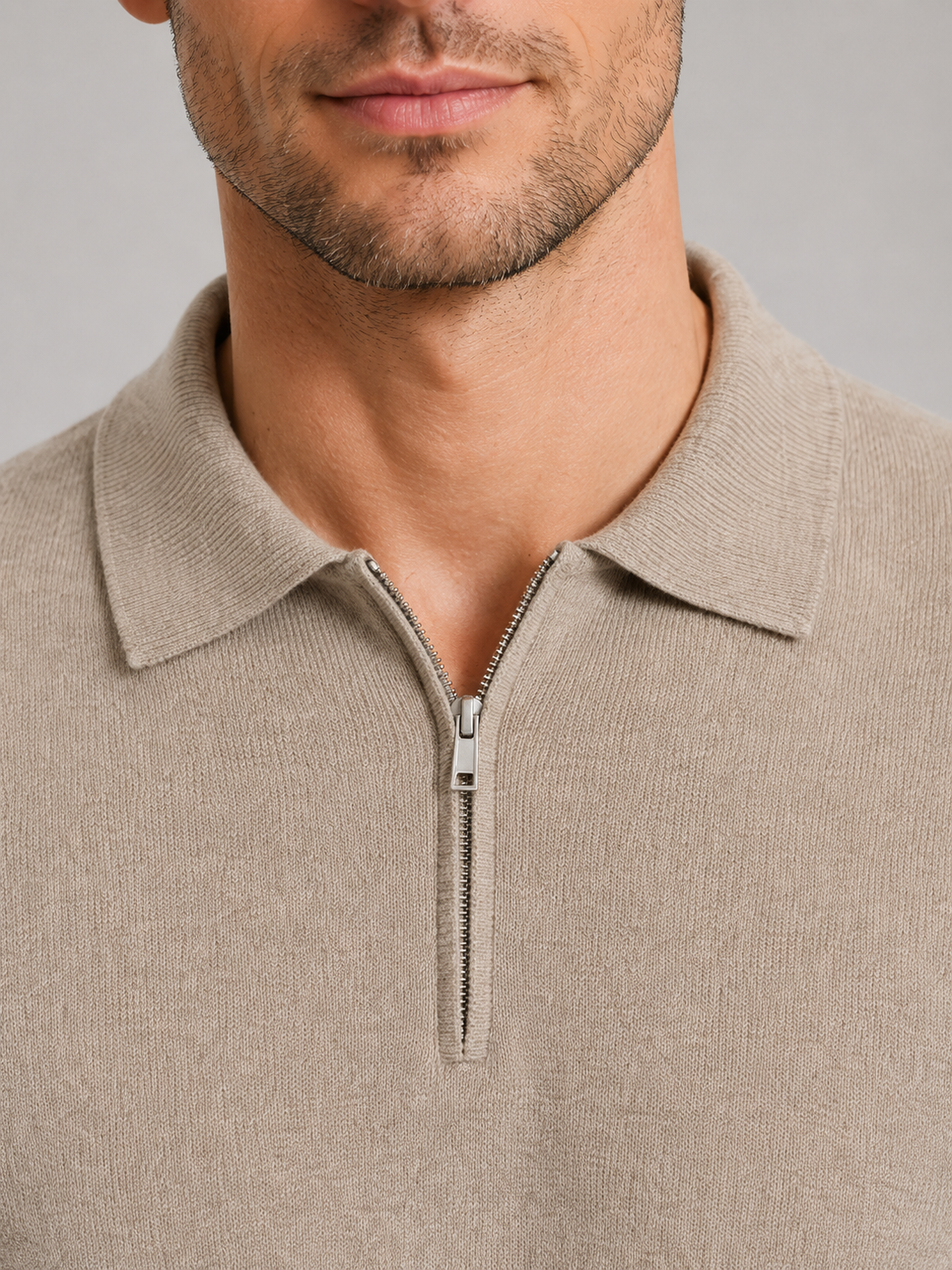 Men's Quarter-Zip Polo Sweater – Fine Knit Wool Blend