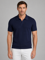 Men's Ribbed Knit Polo Shirt – Short Sleeve Tailored Fit