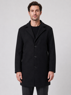 Men's Single-Breasted Overcoat – Tailored Long Coat
