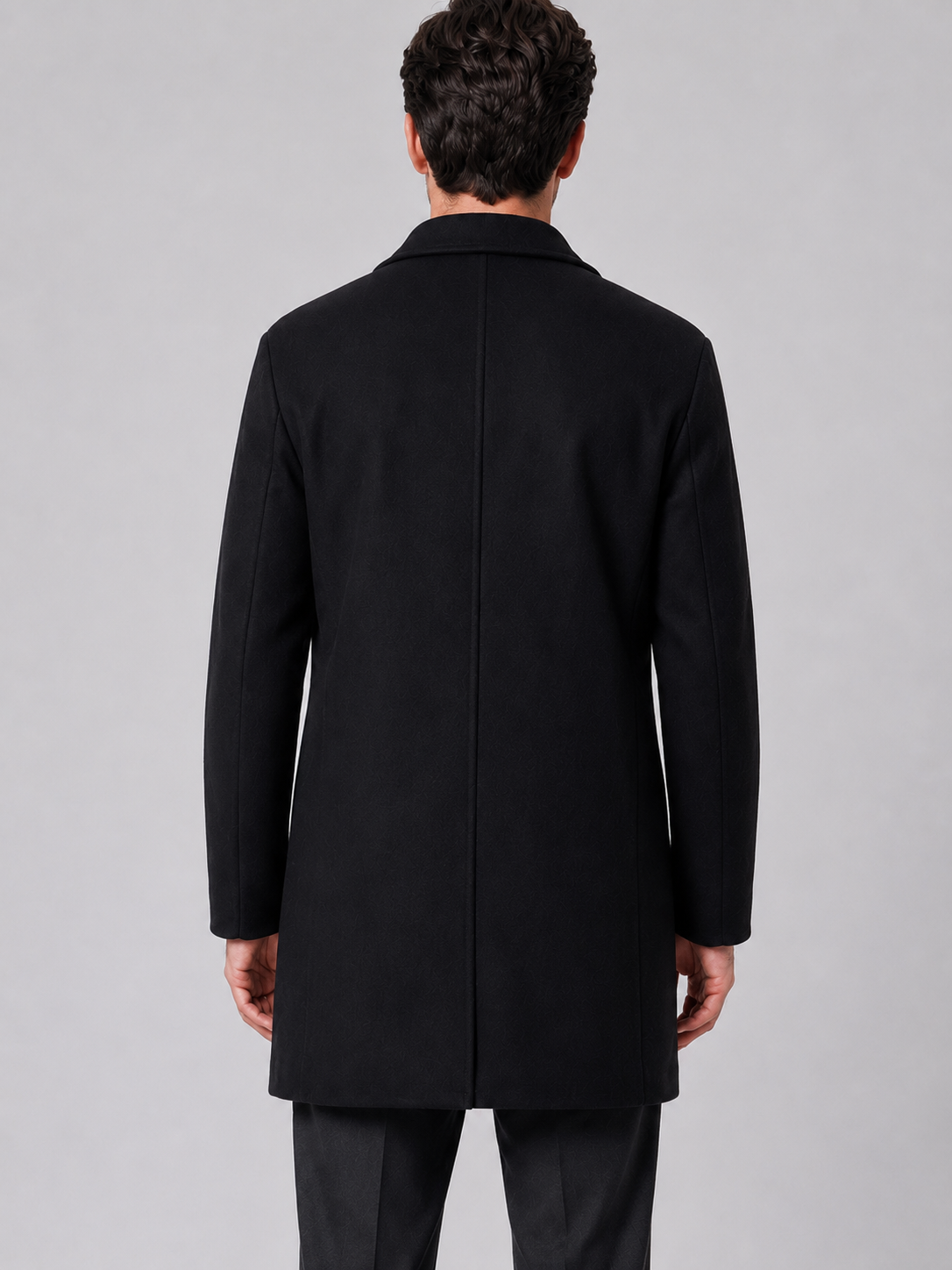 Men's Single-Breasted Overcoat – Tailored Long Coat