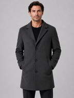 Men's Single-Breasted Overcoat – Tailored Long Coat