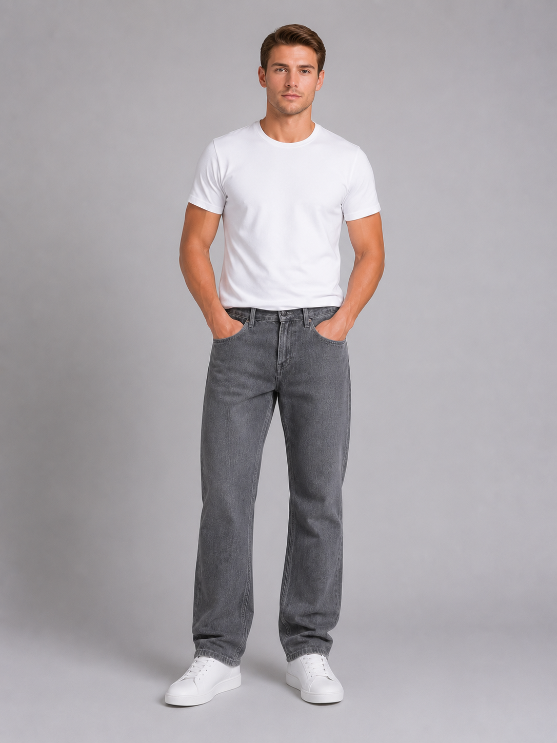 Men's Straight Leg Jeans – Regular Fit Light Wash Denim