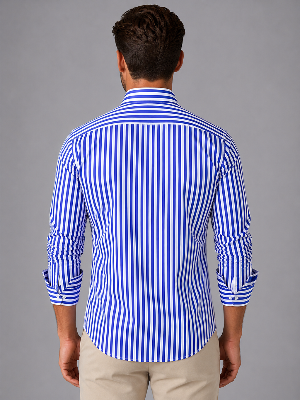 Men's Striped Button-Up Shirt – Long Sleeve Regular Fit