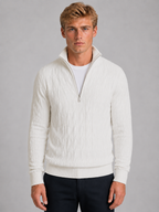 Men's Quarter-Zip Sweater – Textured Funnel Neck Knit