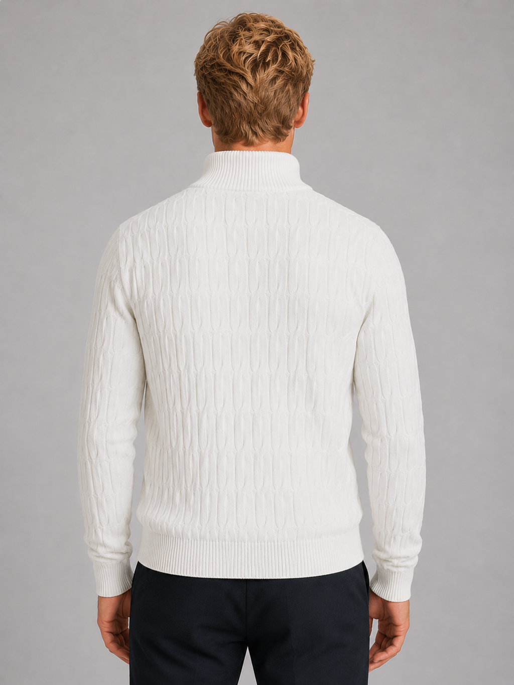 Men's Quarter-Zip Sweater – Textured Funnel Neck Knit