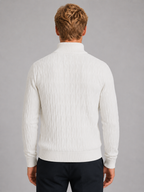 Men's Quarter-Zip Sweater – Textured Funnel Neck Knit