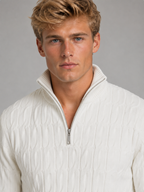 Men's Quarter-Zip Sweater – Textured Funnel Neck Knit