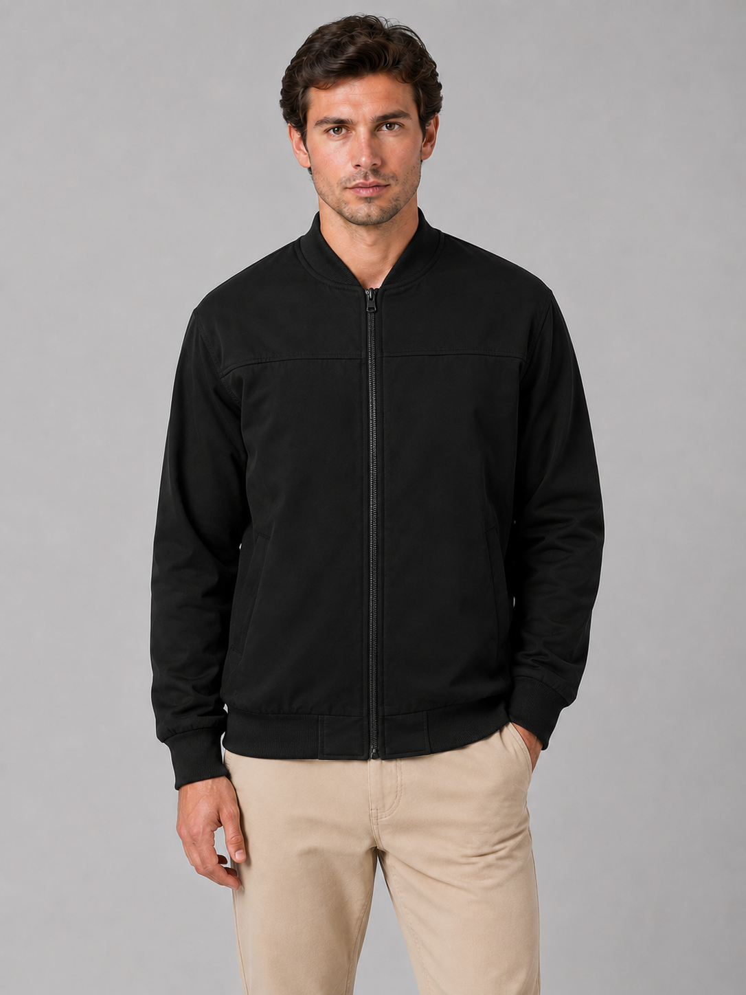 Men's Bomber Jacket – Full Zip Regular Fit