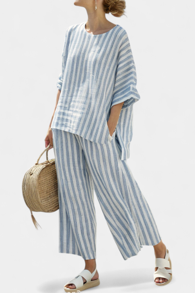 Bianca | Striped Linen Two-Piece Set