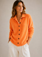 Women's Collared Cardigan Sweater – Button-Down Knit