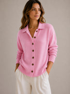 Women's Collared Cardigan Sweater – Button-Down Knit