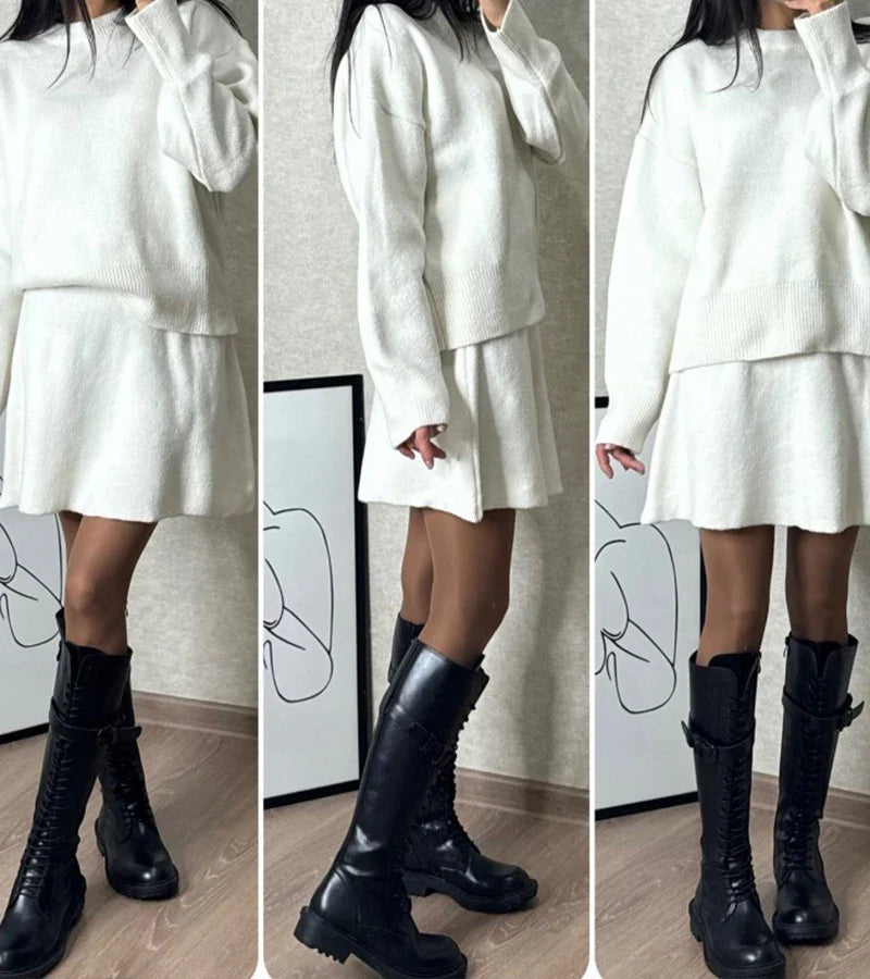 Velara | Oversized Knit Top & Mini Skirt Set
