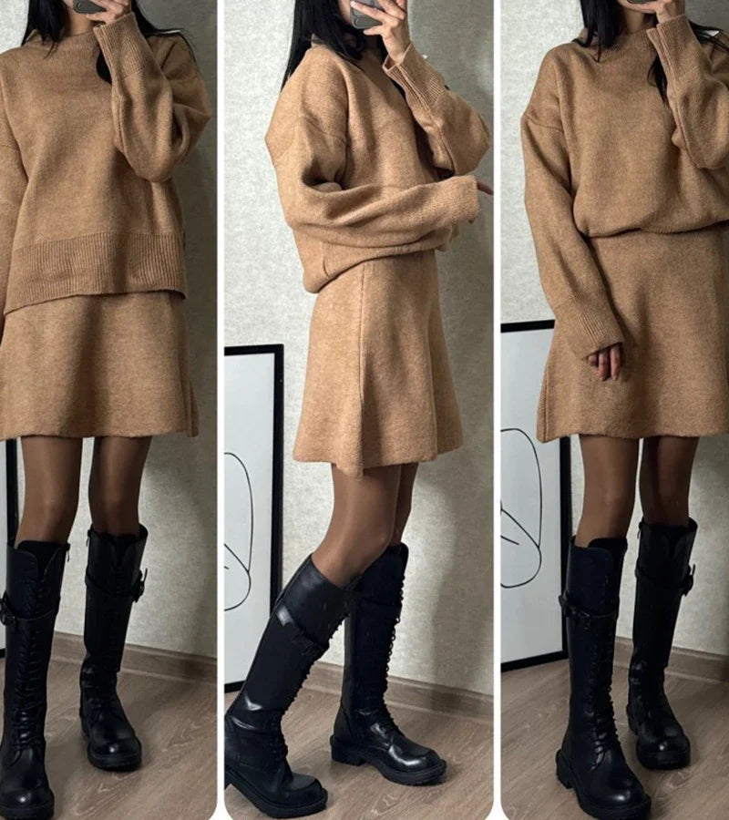 Velara | Oversized Knit Top & Mini Skirt Set