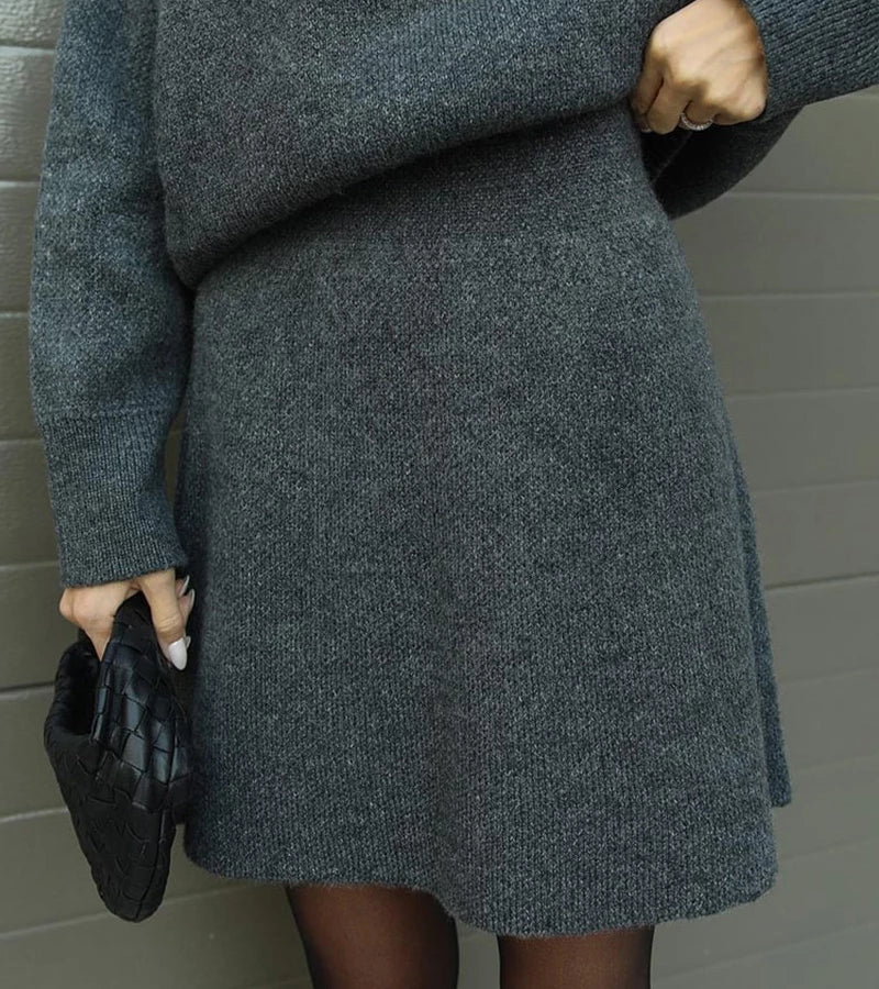 Velara | Oversized Knit Top & Mini Skirt Set