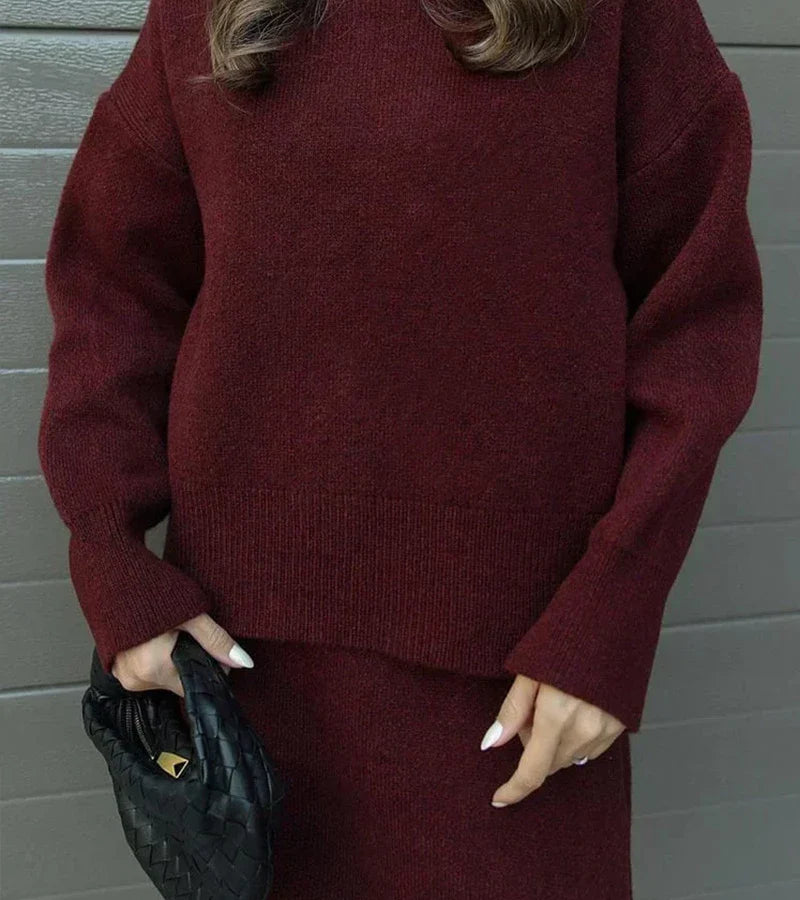 Velara | Oversized Knit Top & Mini Skirt Set