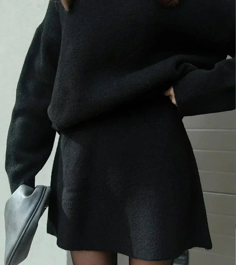 Velara | Oversized Knit Top & Mini Skirt Set