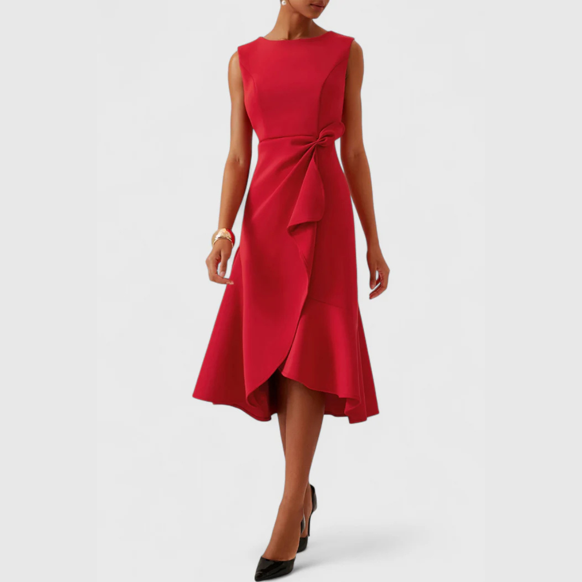 Rita | Draped Asymmetric Midi Dress