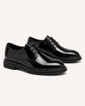 Men's Patent Leather Derby Shoes – Black Formal Lace-Up