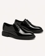 Men's Patent Leather Derby Shoes – Black Formal Lace-Up