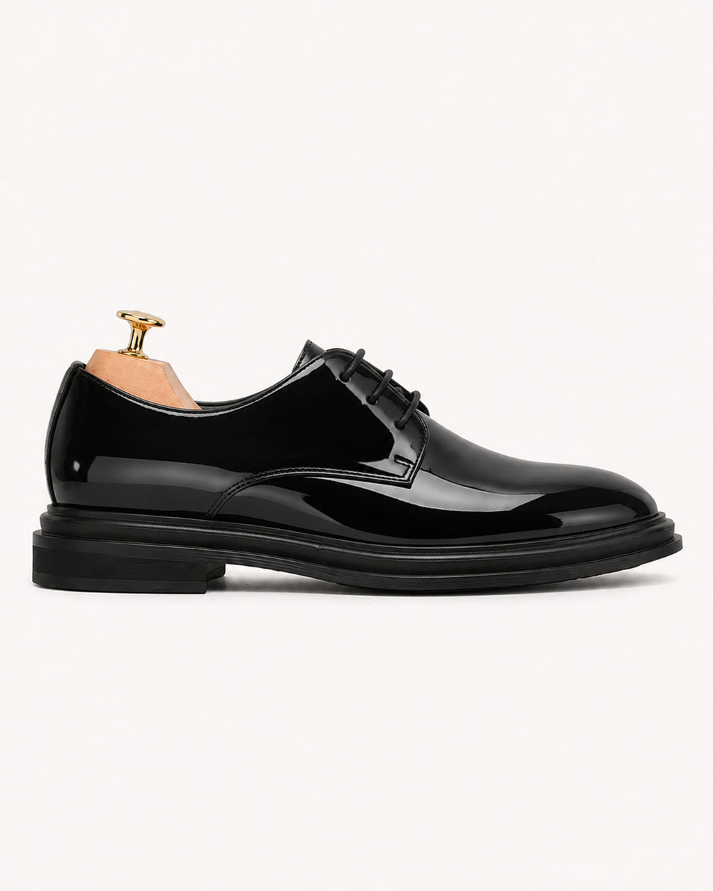 Men's Patent Leather Derby Shoes – Black Formal Lace-Up