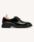Men's Patent Leather Derby Shoes – Black Formal Lace-Up