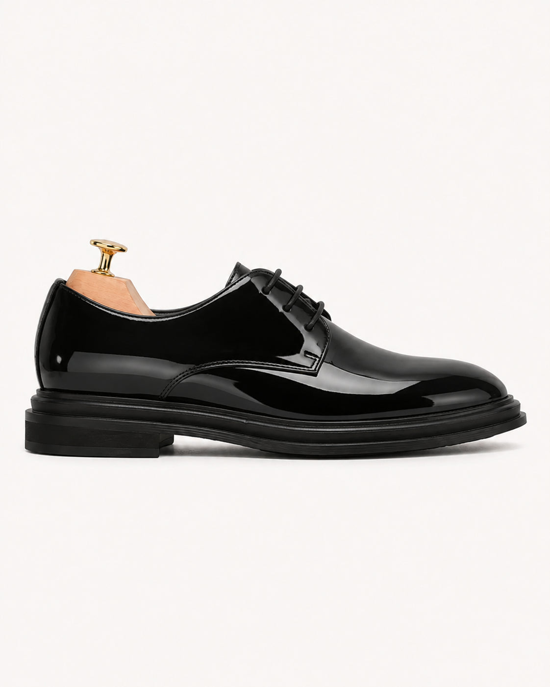 Men's Patent Leather Derby Shoes – Black Formal Lace-Up