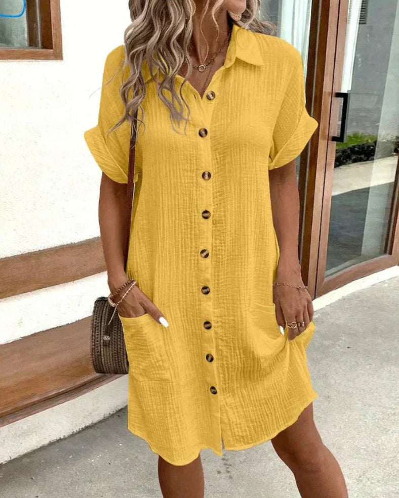 Elara | Cotton Linen Shirt Dress