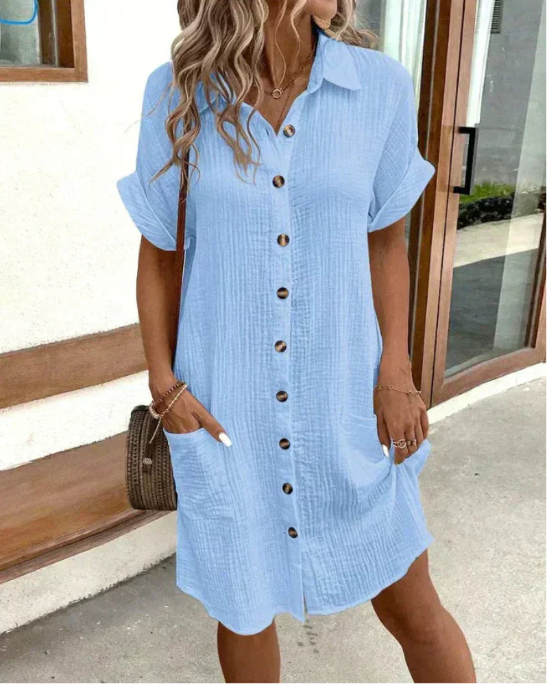 Elara | Cotton Linen Shirt Dress