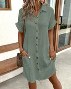 Elara | Cotton Linen Shirt Dress