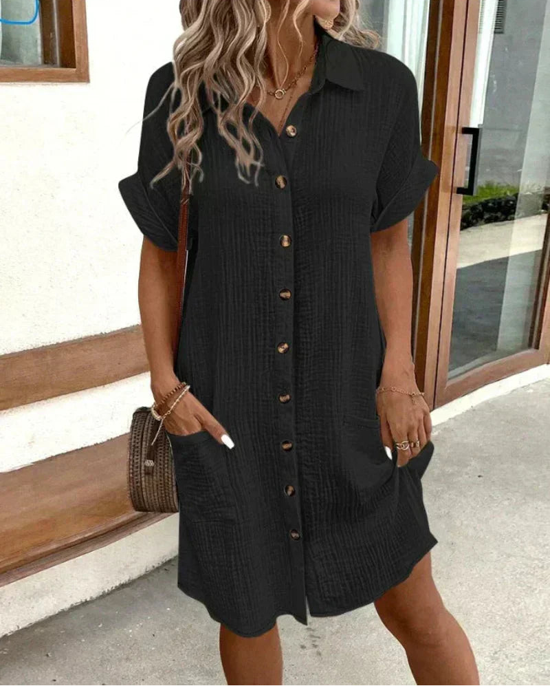Elara | Cotton Linen Shirt Dress