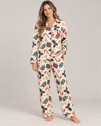Women's Christmas Pajama Set – Candy Cane & Poinsettia