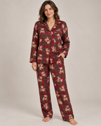 Women's Christmas Pajama Set – Tartan Bear Print