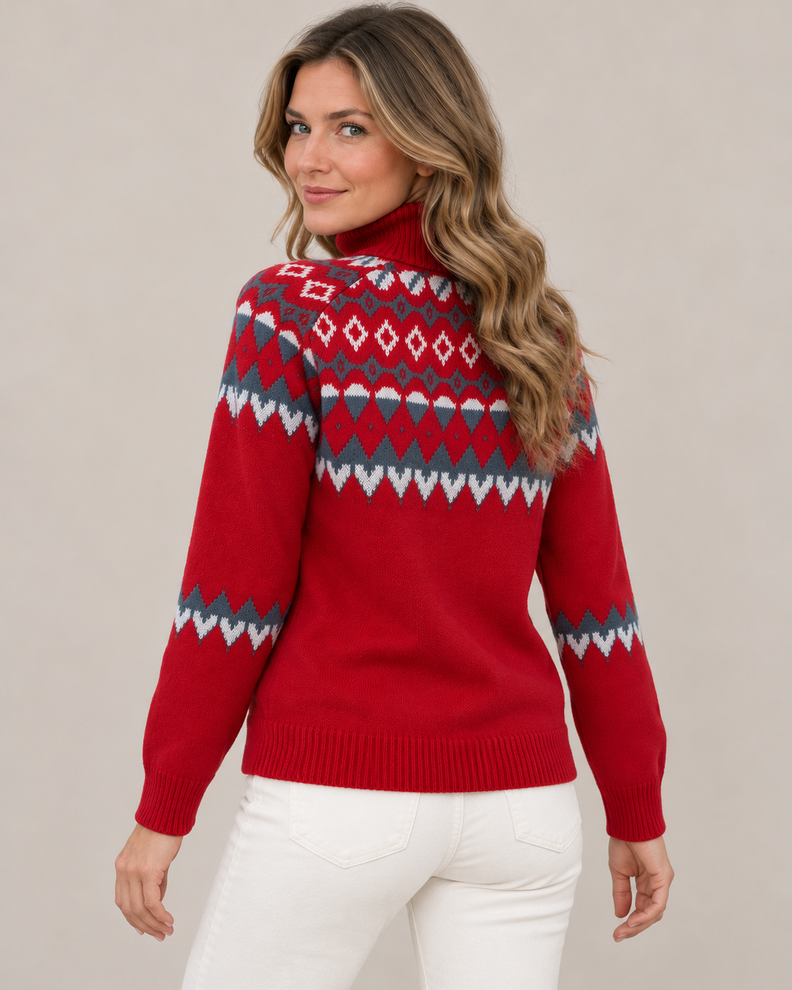 Women's Fair Isle Turtleneck Sweater – Relaxed Soft Knit