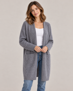 Women's Long Cardigan – Open Front Soft Knit with Pockets