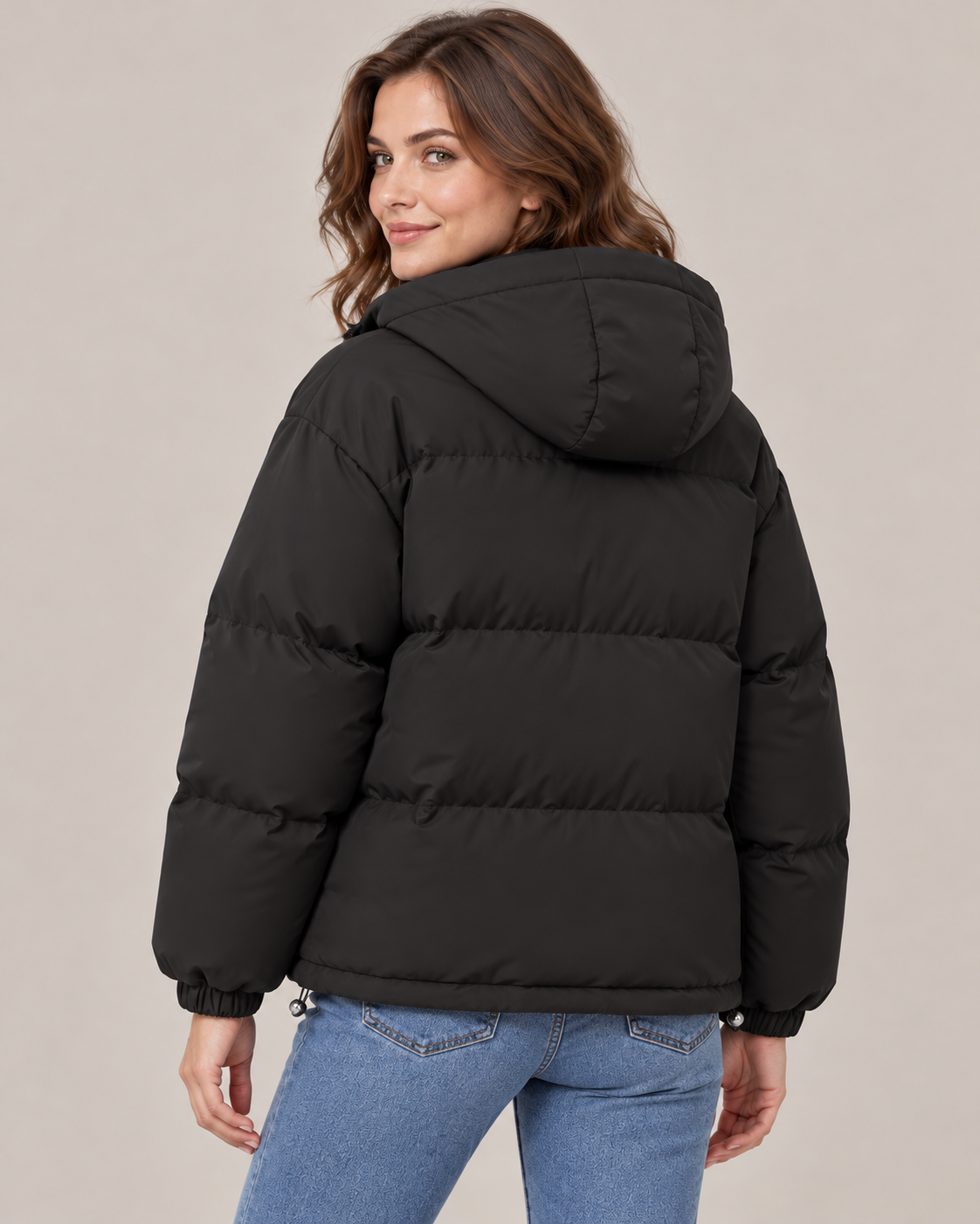 Women's Oversized Puffer Jacket – Quilted Hooded Zip-Up