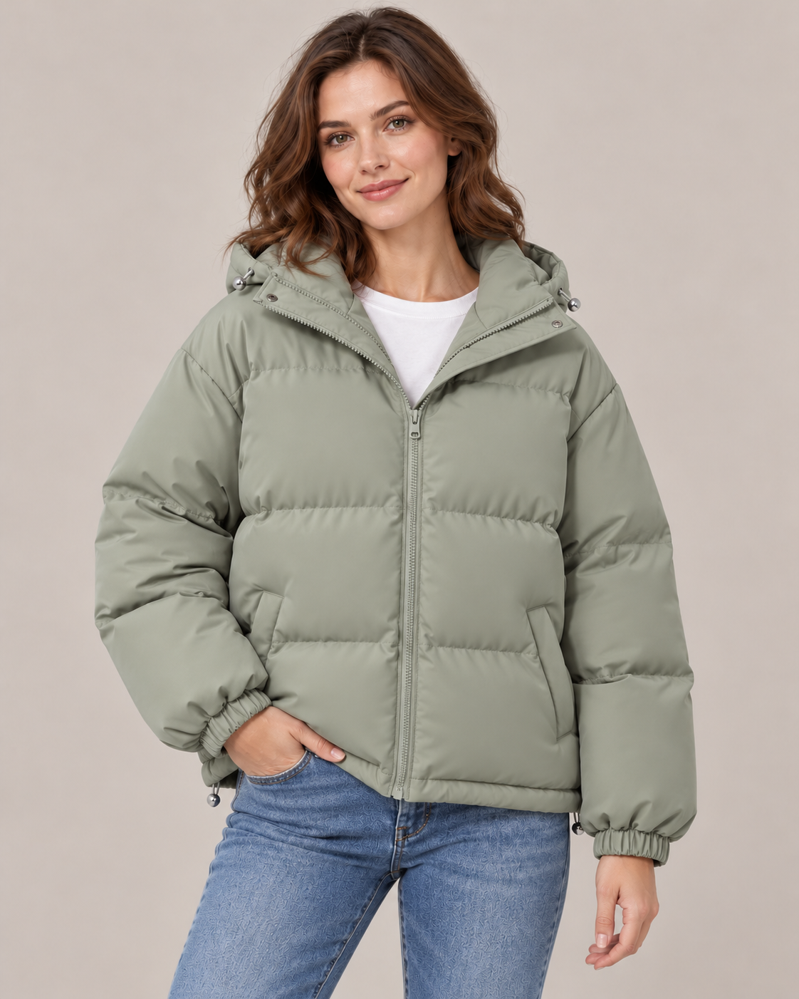 Women's Oversized Puffer Jacket – Quilted Hooded Zip-Up
