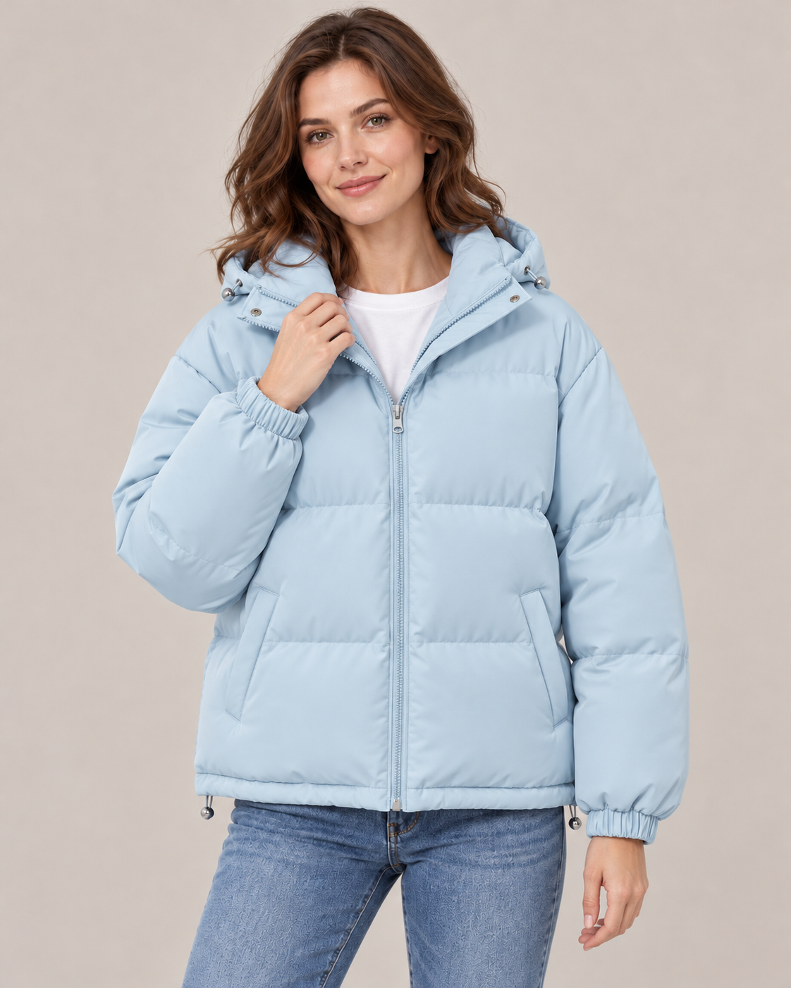 Women's Oversized Puffer Jacket – Quilted Hooded Zip-Up